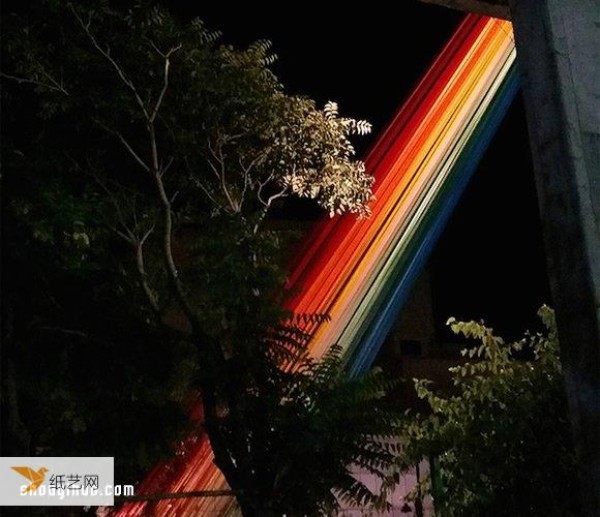 You can see the rainbow when you look up. The beautiful corner created by 150 colorful ribbons