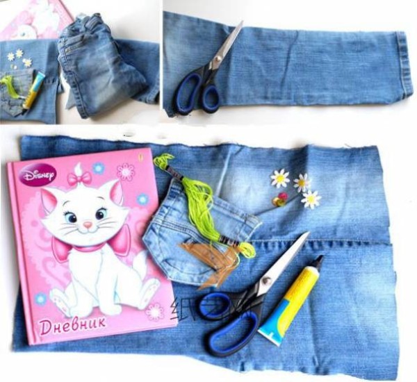 Tutorial on reusing old jeans to create a fresh diary cover