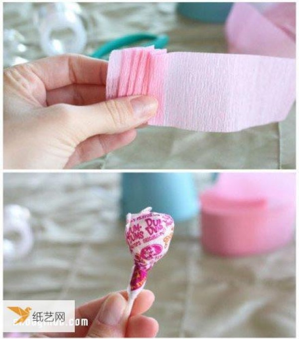 Illustrated tutorial on how to fold crepe paper flowers