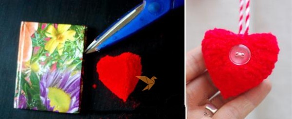 Tutorial on making a yarn ball heart-shaped necklace for Valentine’s Day gift in three minutes