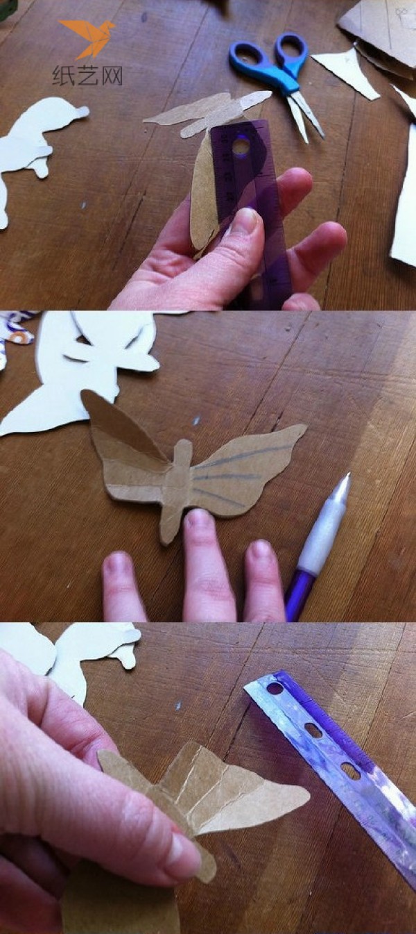 Beautiful butterflies made from used cardboard boxes in the Tutorial on Turning Waste into Treasures