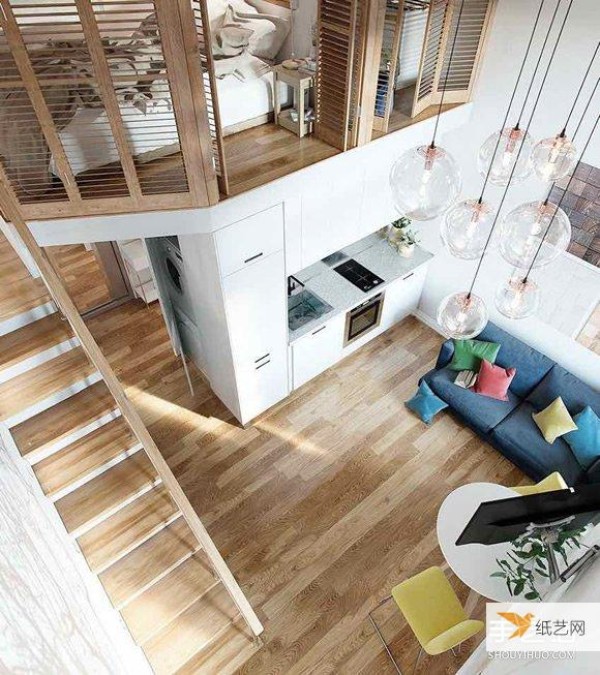 Challenge the high space and look so spacious. Decoration of small apartment in Moscow building