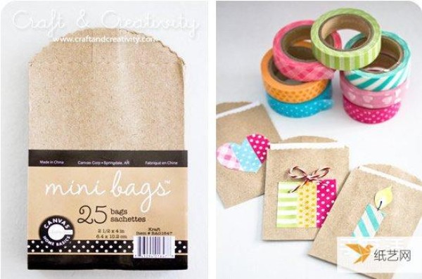 Personalized handicrafts made with colored tape make gift bags super cute~