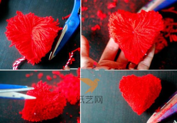 Tutorial on making a yarn ball heart-shaped necklace for Valentine’s Day gift in three minutes