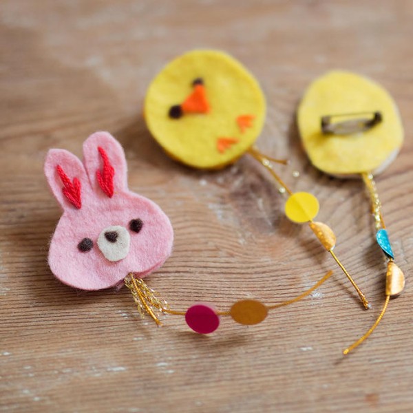 Non-woven balloon brooch tutorial, chicken brooch, bunny brooch