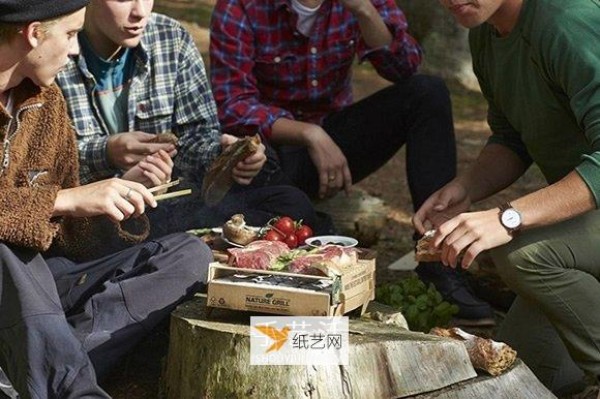 Eco-friendly BBQ Disposable oven made of paper and bamboo