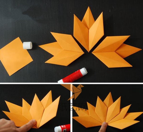 Tutorial on making origami maple leaves for autumn decoration