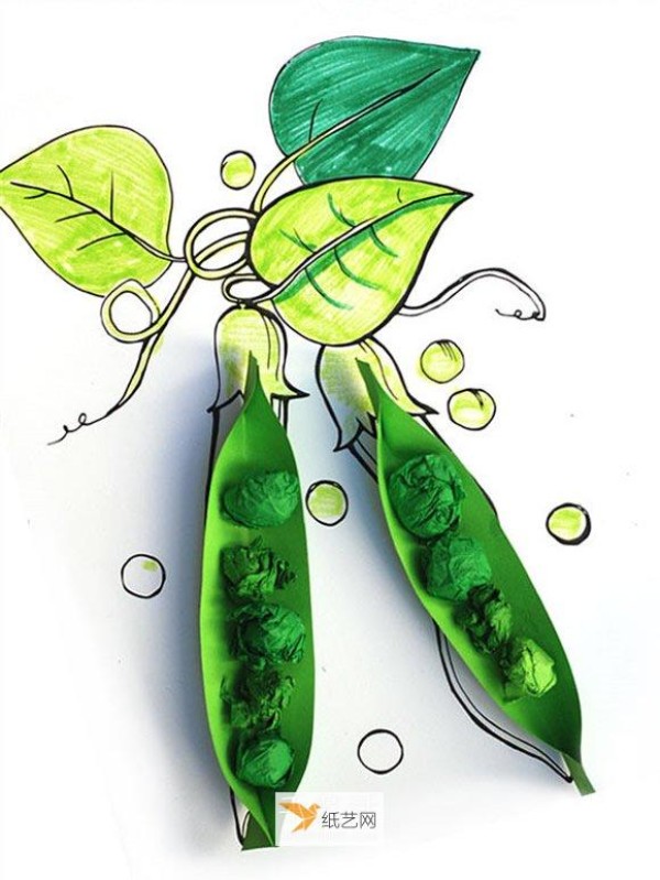 How to make cute pea pods for kindergarten children out of paper