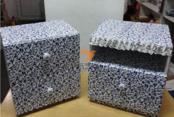 Tutorial on turning waste into treasure with blue and white porcelain bedside tables