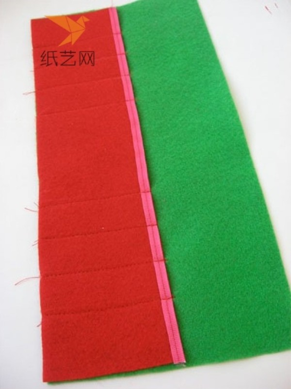 Non-woven pencil case in red and green, chic and easy-to-learn non-woven tutorial