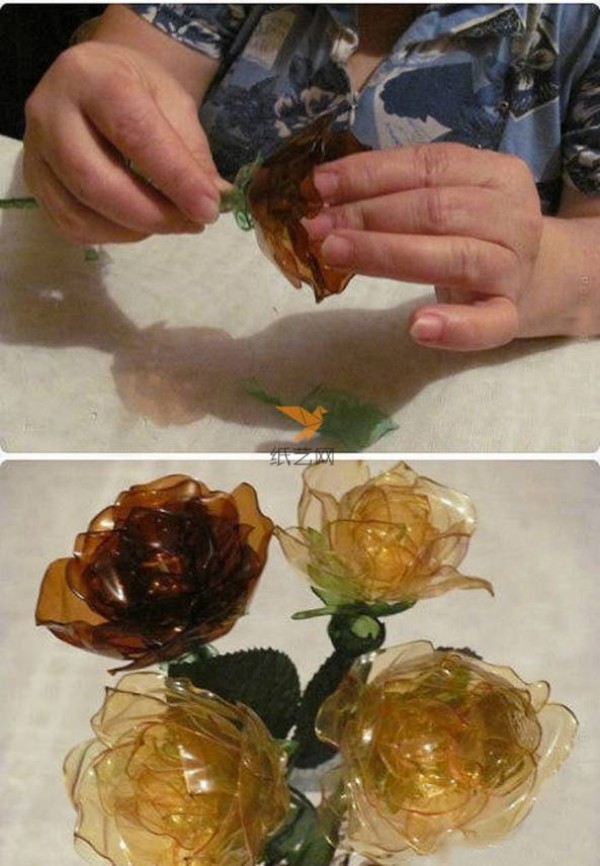 Flowers made from waste plastic bottles