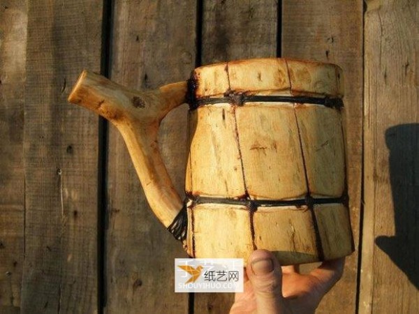 Rugged large beer mug made by myself using logs