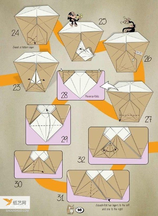 Illustrated tutorial on three-dimensional paper owl created by Roman Diaz