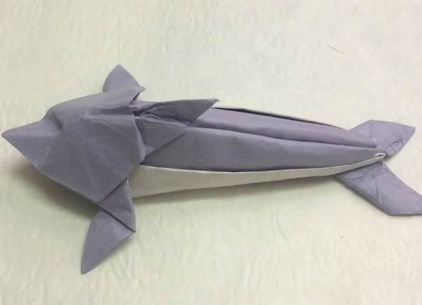 Three-dimensional origami creative production tutorial of handmade origami dolphin