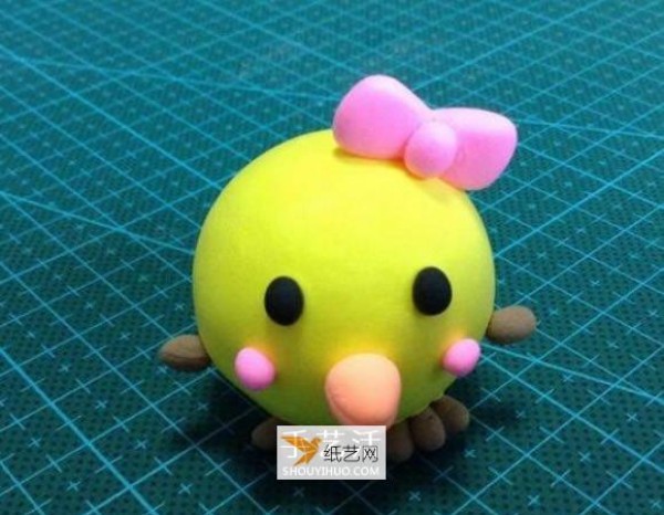 Cute chick illustration made using ultra-light clay