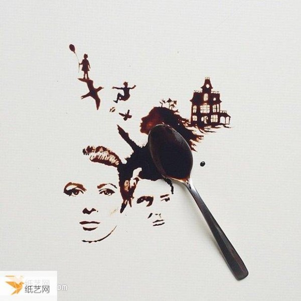 Creative drawings that turn spilled coffee into graffiti art