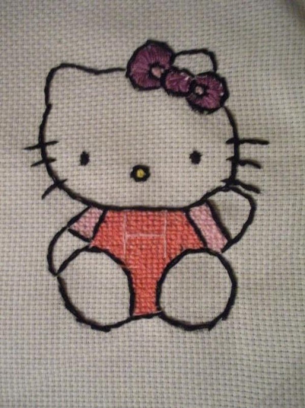 Cute cross stitch Hello Kitty making tutorial