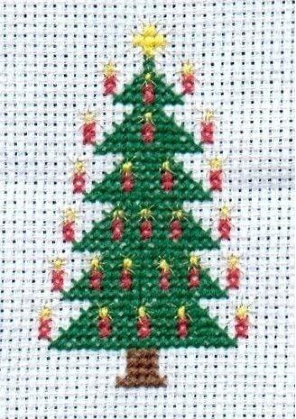 Beautiful Christmas tree cross stitch making tutorial