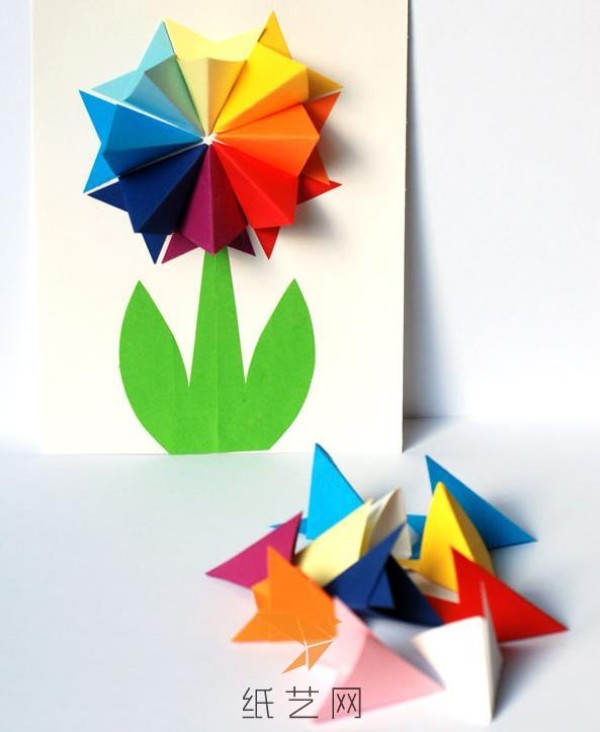 Beautiful handmade origami flower greeting card childrens handmade tutorial