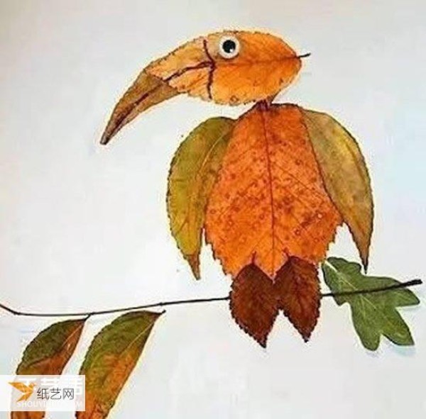 A collection of pictures of children using autumn leaves to make stickers