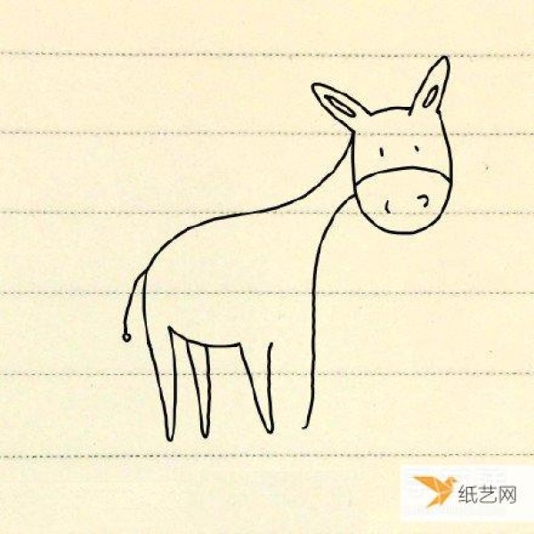 Tutorial on how to draw a cute little donkey in simple strokes