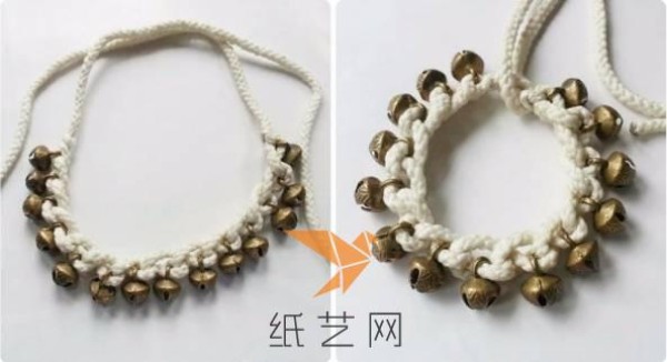 Tutorial on how to knit a cute bracelet with bells