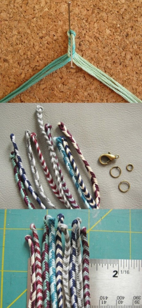 Detailed illustrated tutorial on how to braid multi-strand bracelet bohemian braids