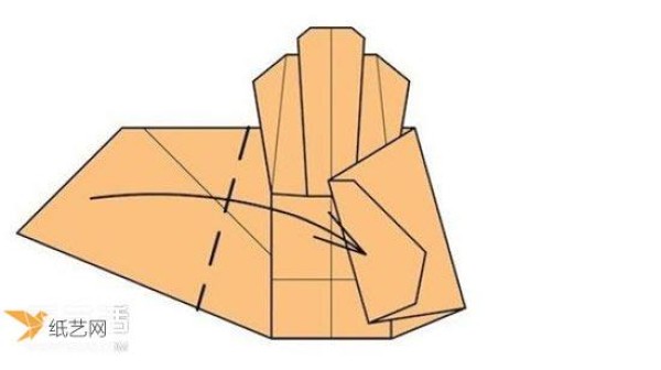 Illustration of the method of hand folding paper sofa chair