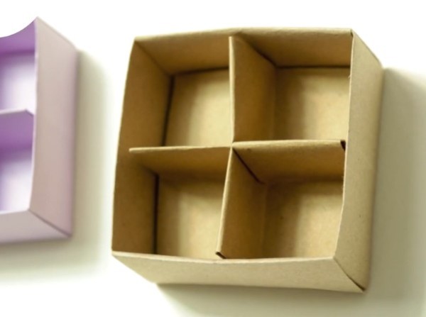 Origami video tutorial for four-compartment origami underwear storage box