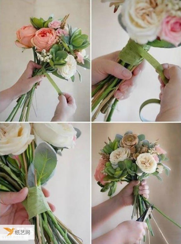 Tutorial on how to make a retro-style romantic wedding bouquet