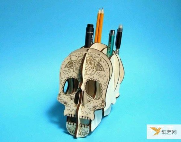 Tutorial on personalized and creative skull pen holder made of density board