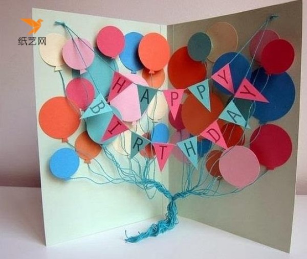 A small handmade tutorial for children to make three-dimensional birthday greeting cards