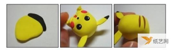 Illustrated tutorial on hand-making cute baby Pikachu from clay