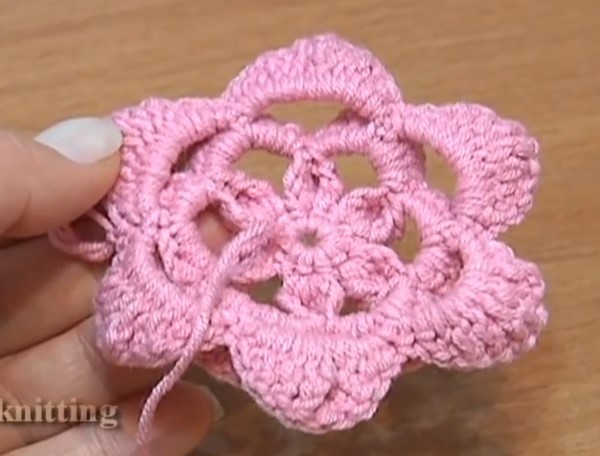 Crochet hoop flower handmade simple knitting tutorial