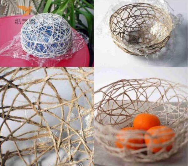 Weaving tutorial: Pastoral style hollow woven vegetable and fruit storage bowls made from hemp rope