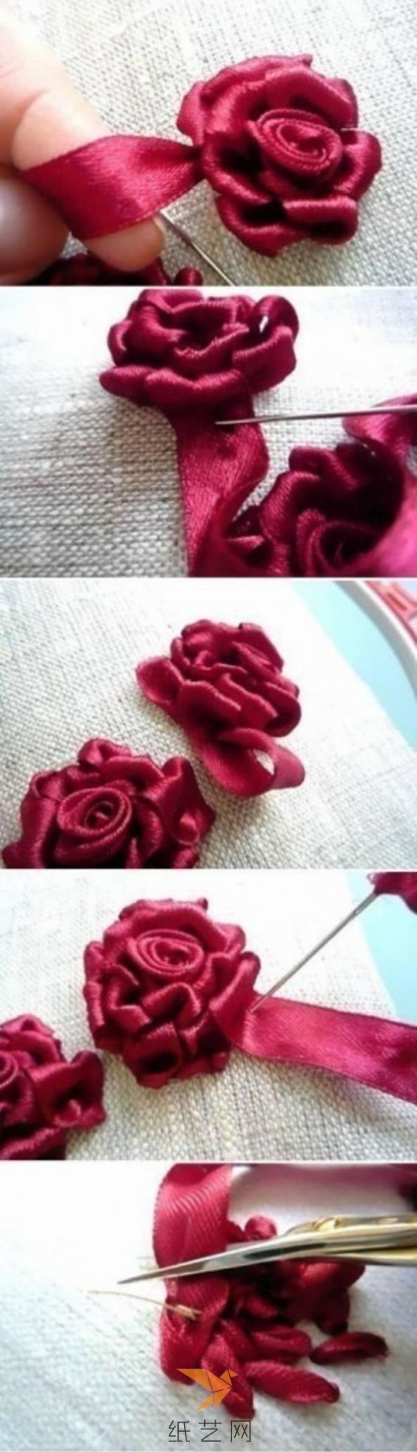 Ribbon embroidery rose tutorial embroidery fabric tutorial