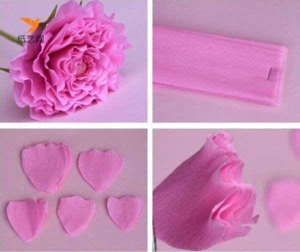 Tutorial on making big red flowers from crepe paper