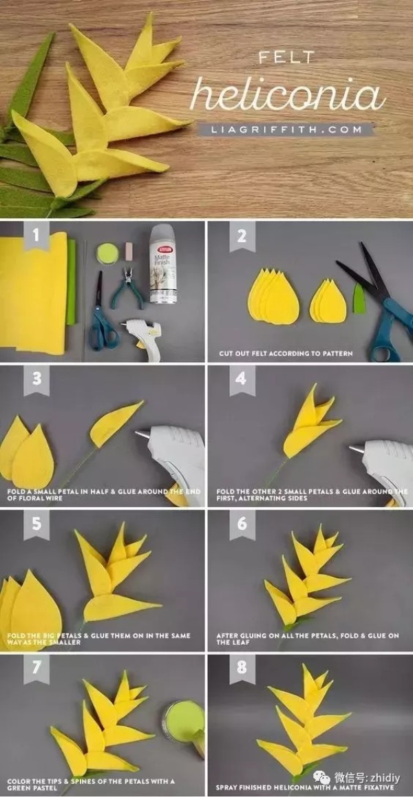 Non-woven bird of paradise illustrated tutorial (bouquet series tutorial)