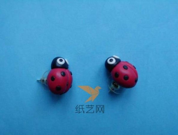 Tutorial on how to make cute ladybug earrings made of ultra-light clay