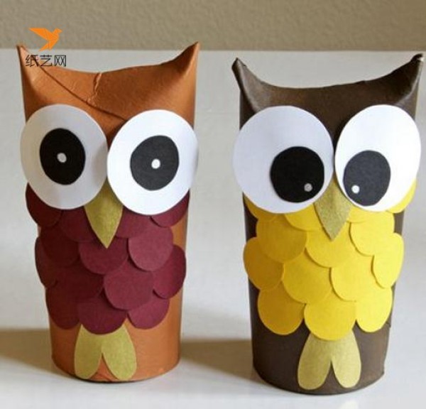 Handmade tutorial for children using toilet paper tubes to make cute owl