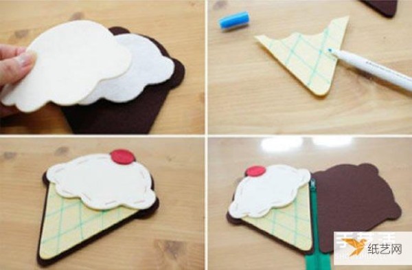 Tutorial on making a personalized handmade ice cream coin purse made of non-woven fabric