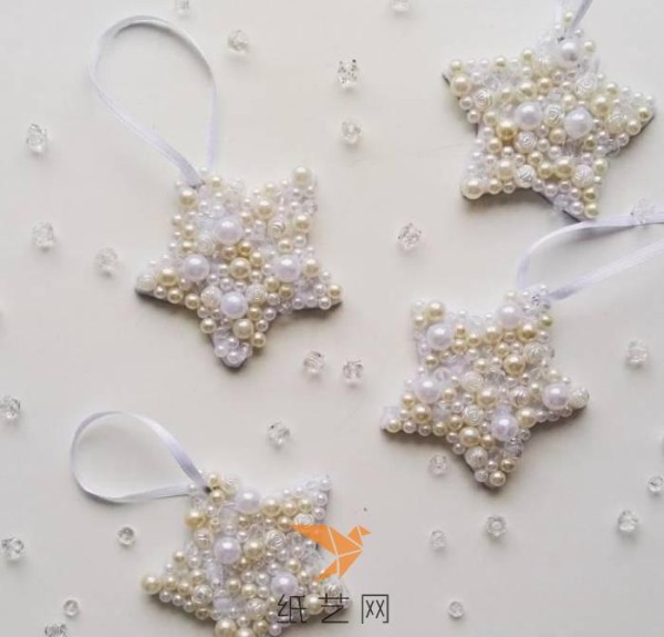 Christmas handmade glittering beads star decoration making tutorial