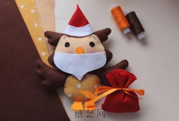 Christmas gift cute little owl Santa Claus doll making tutorial