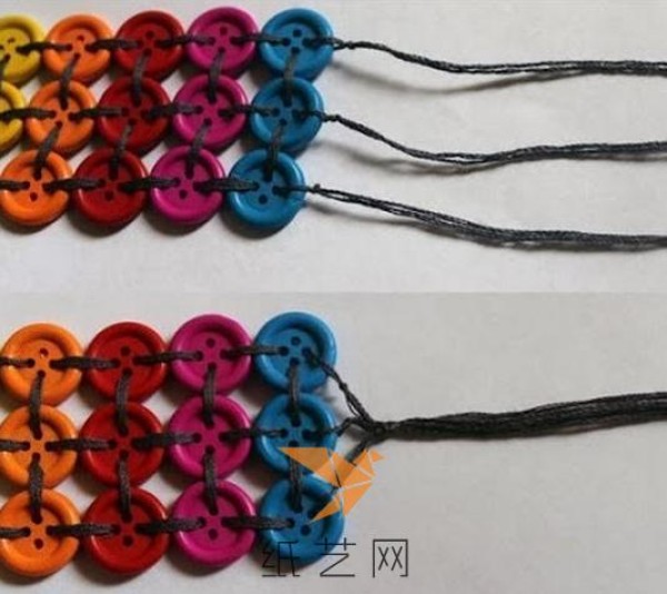 Simple rainbow button bracelet making tutorial