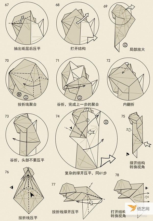 Manual folding three-dimensional lion tutorial illustration detailed introduction and analysis