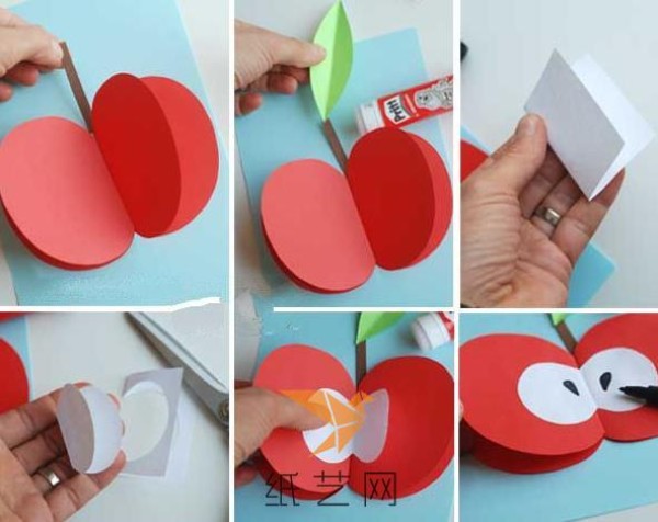 Illustrated tutorial for children to make cute three-dimensional fruit Teachers Day greeting cards by hand