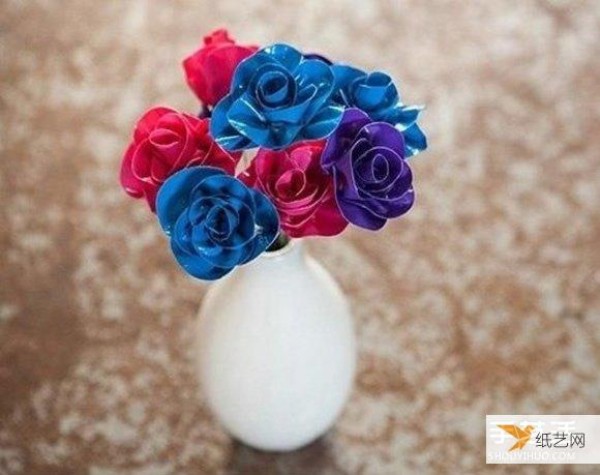 A simple tutorial on how to make colored tape roses