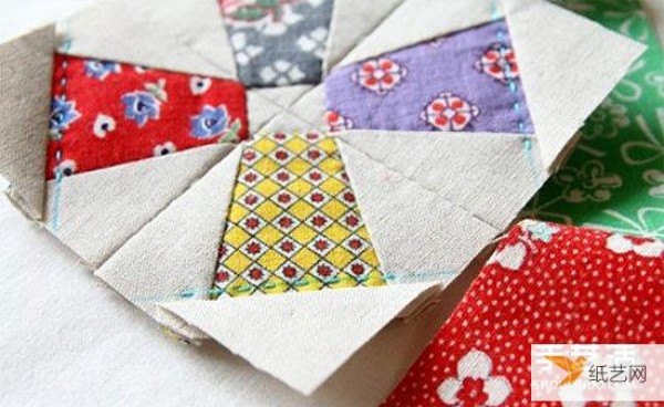 Share the step-by-step illustration of how to use patchwork to make pin inserts.