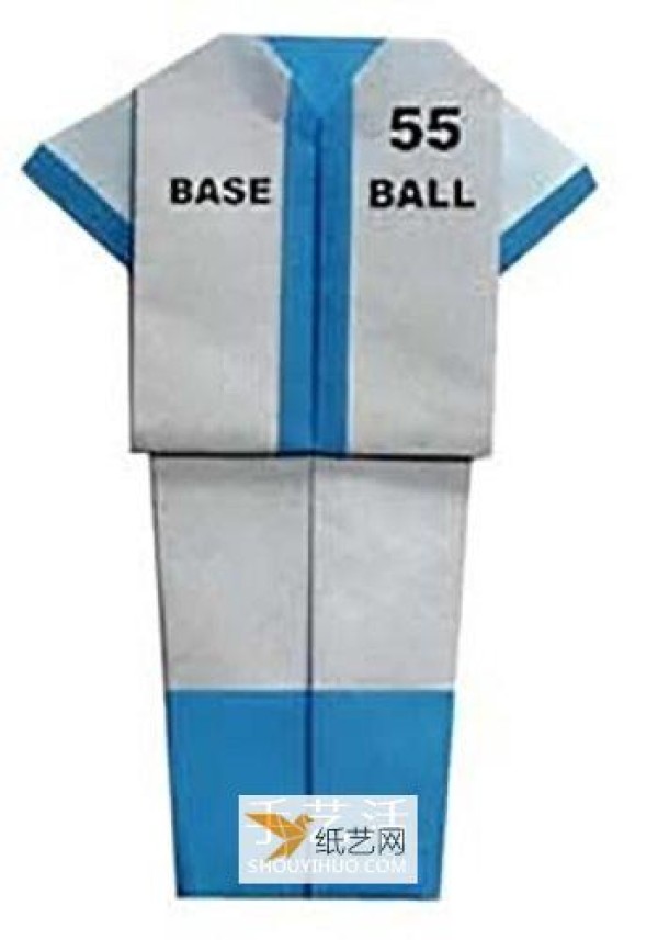 Illustration of how to fold a simple childrens baseball uniform