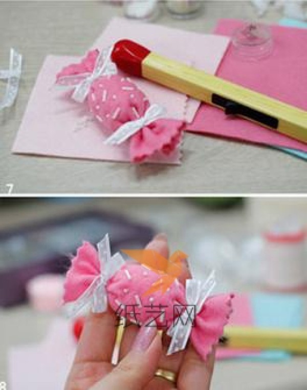 Tutorial on making sweet candy non-woven coin purse